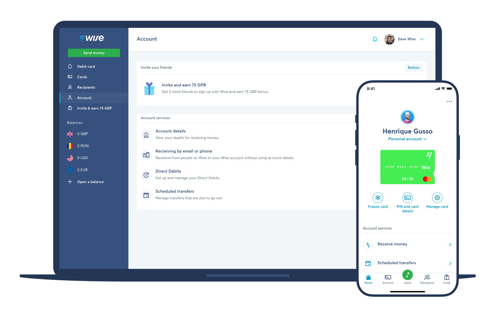 An input form and bank card